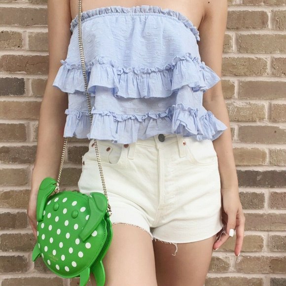 Kate Spade Shelly Crab Novelty Crossbody Green White Polka Dots - Picture 4 of 8